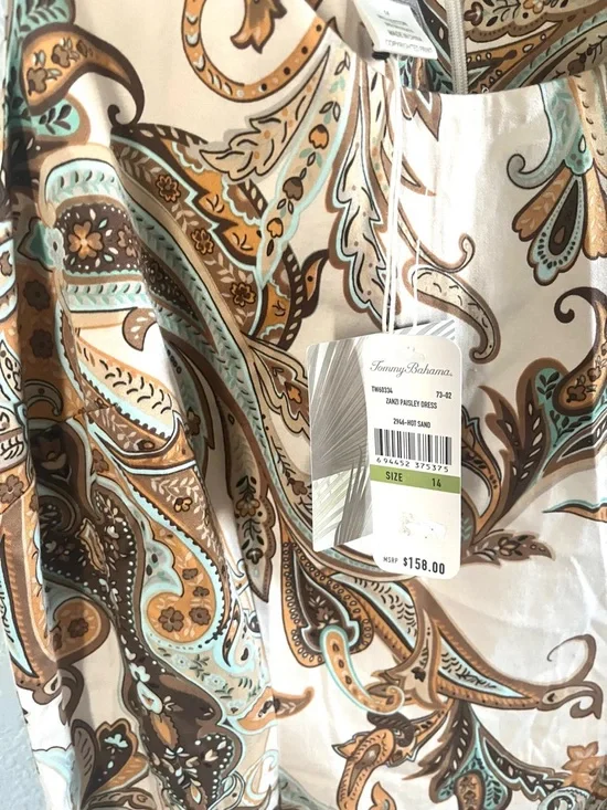 Tommy Bahama Paisley Sheath Dress in Cream and Brown - Picture 3 of 5